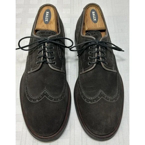 EXCELLENT! Aquatalia Italy Dark Brown Suede Leather Wingtip Shoes Men’s Size 10